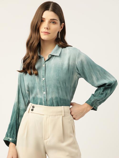 green tie & dye long sleeve shirt - 18935645 -  Standard Image - 0