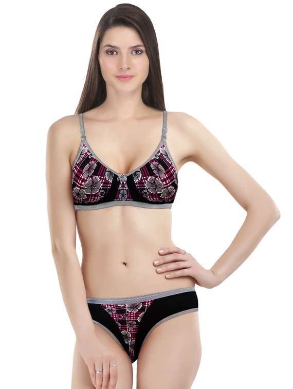 grey cotton bras and panty set