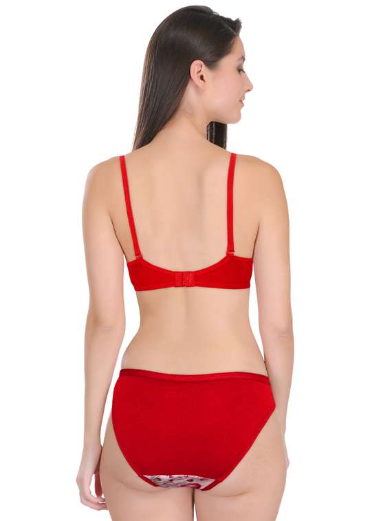 red cotton bras and panty set - 18941330 -  Standard Image - 1