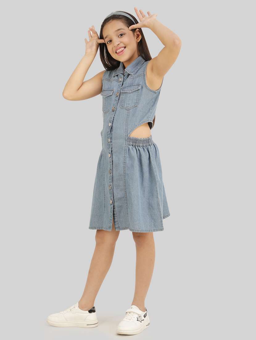 girls light blue collared sleeveless dress - 18947660 -  Standard Image - 1