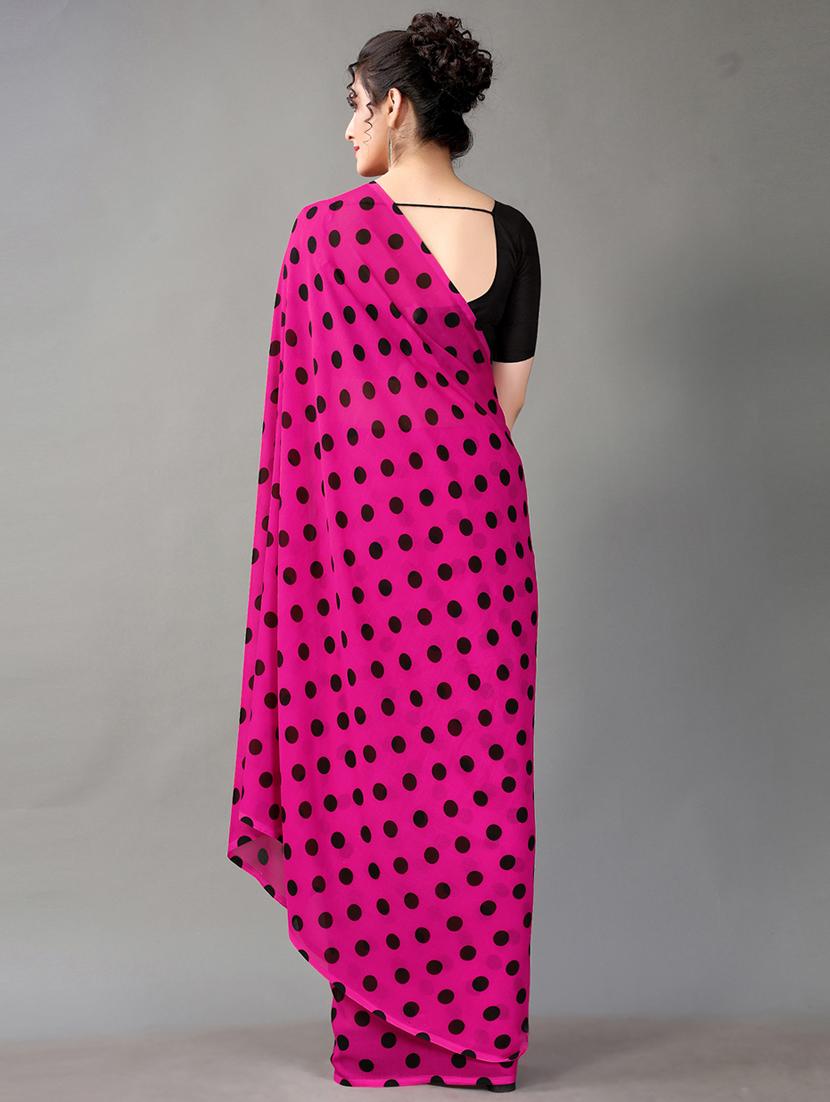 pink georgette printed saree with blouse - 18948417 - Standard Image - 1