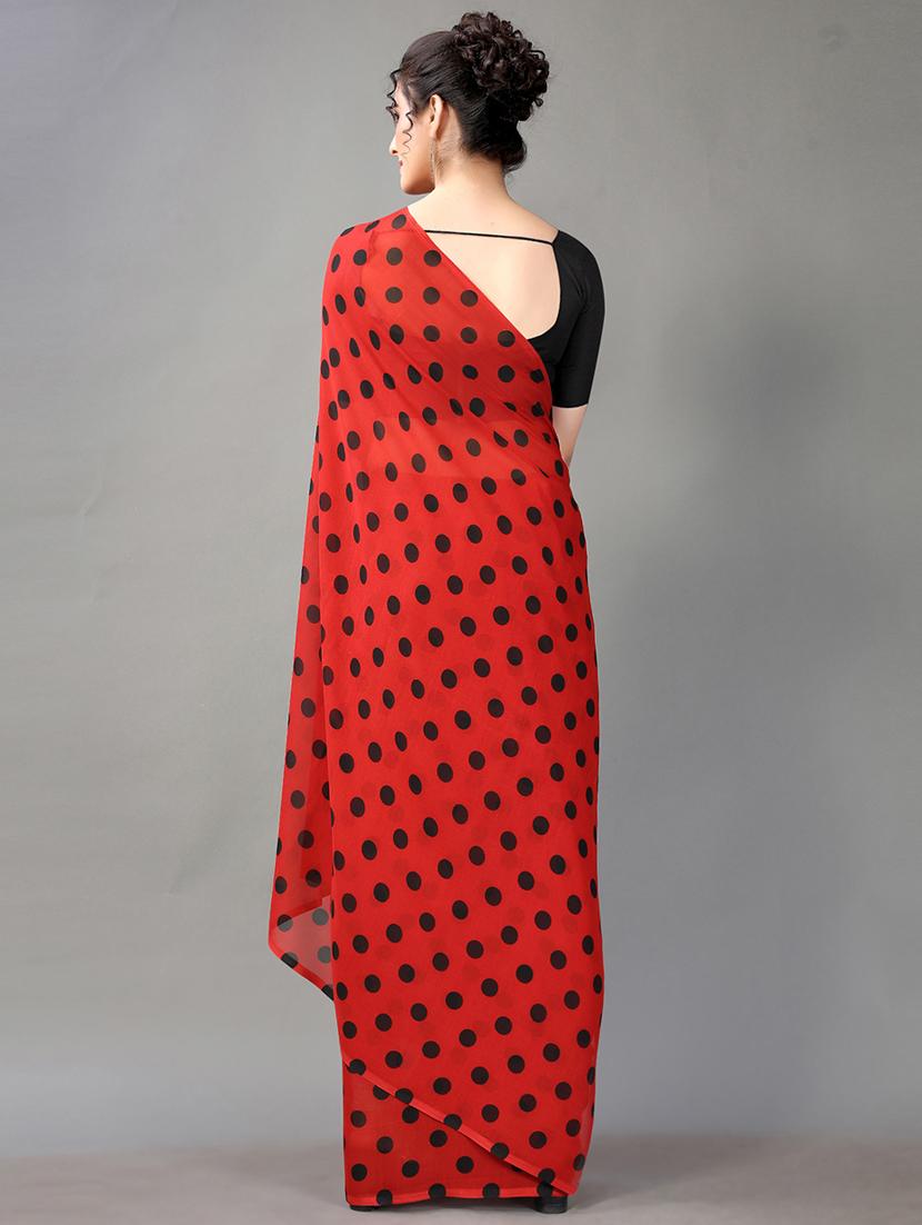 red georgette printed saree with blouse - 18948418 -  Standard Image - 1