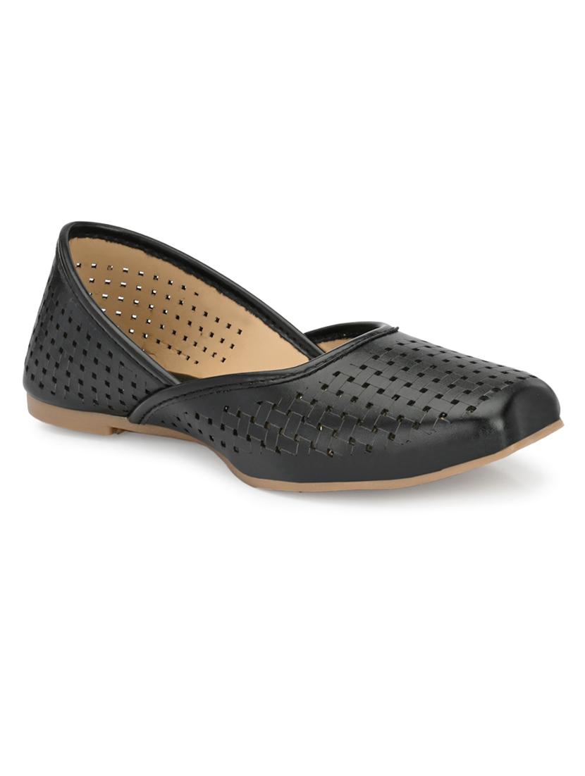 black synthetic slip on ballerina - 18949223 - Standard Image - 1