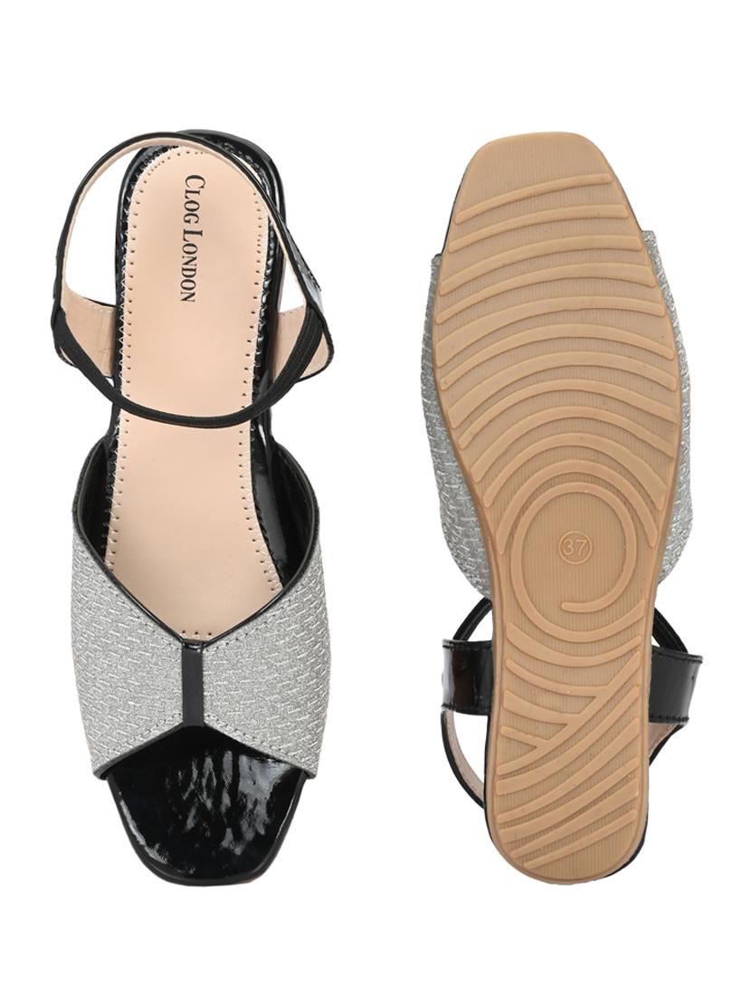 black synthetic back strap sandals - 18949225 - Standard Image - 4