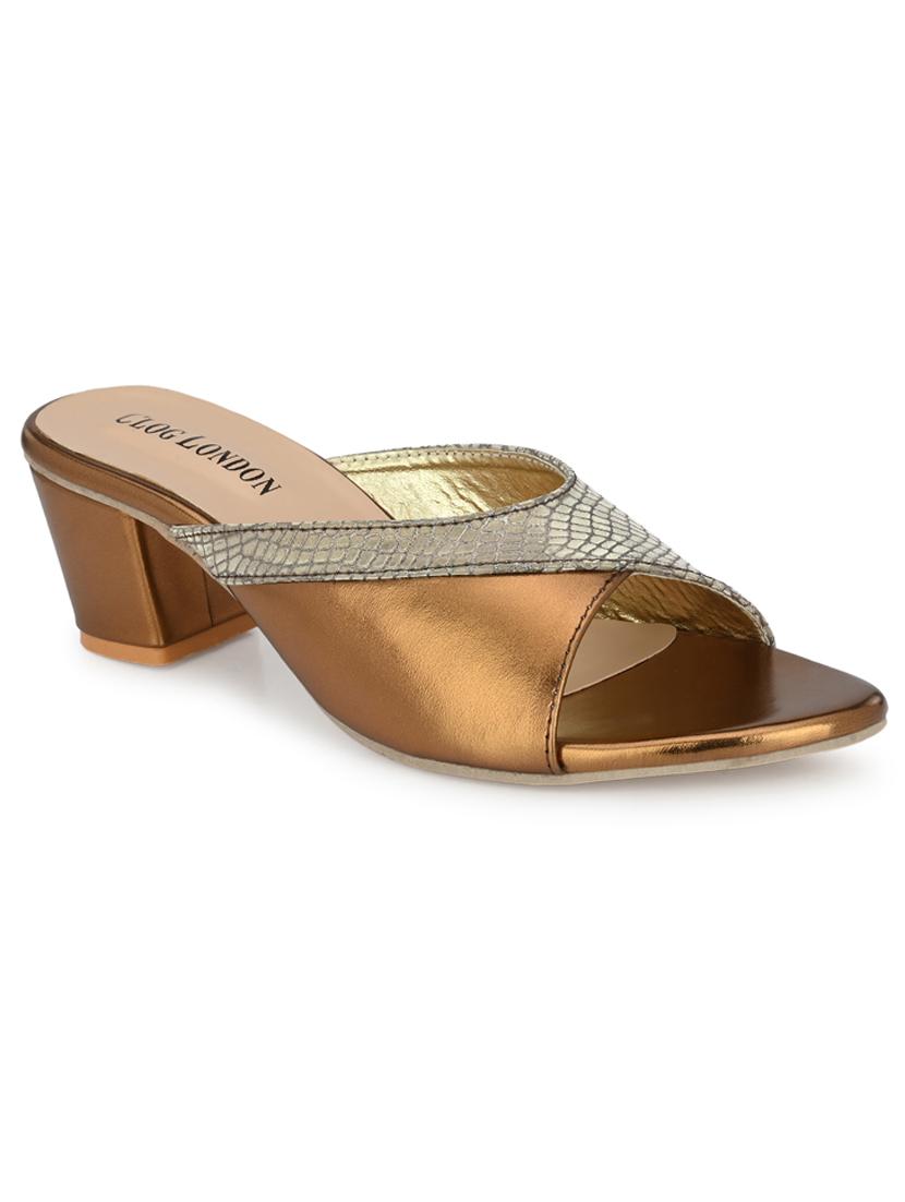 copper synthetic slip on sandals - 18949230 -  Standard Image - 1