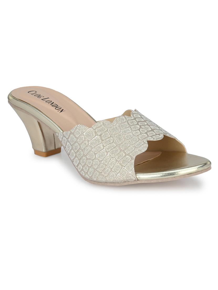 gold synthetic slip on sandals - 18949232 -  Standard Image - 1