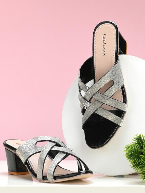 black synthetic slip on sandals - 18949237 - Standard Image - 0