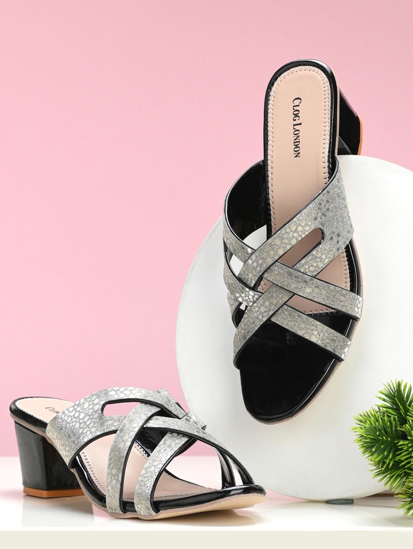 black synthetic slip on sandals - 18949237 - Zoom Image - 0