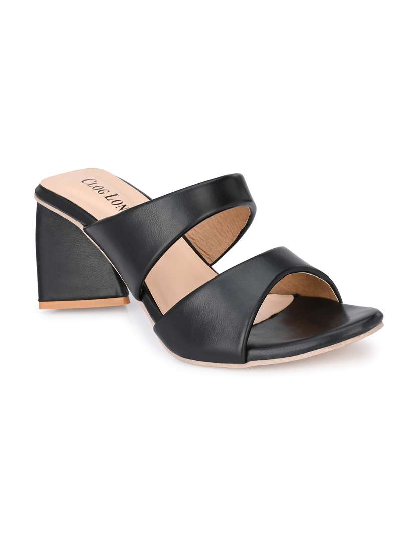 black synthetic slip on sandals - 18949242 -  Standard Image - 1