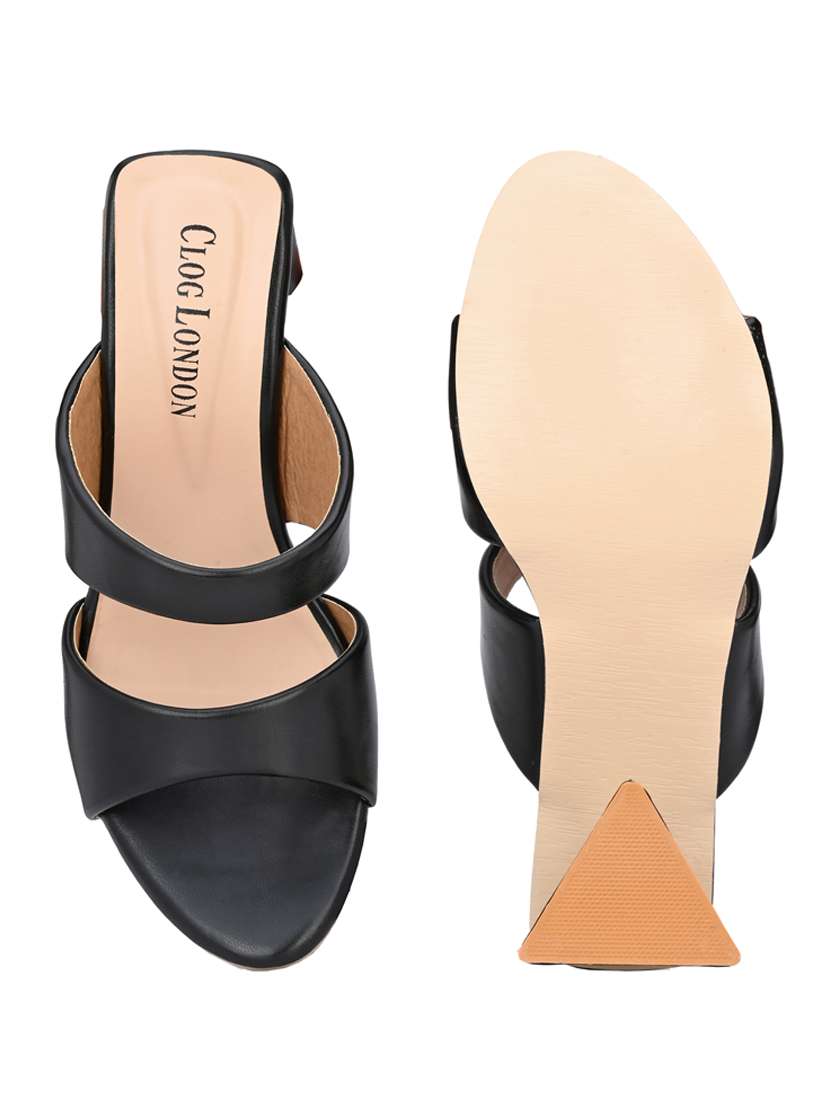 black synthetic slip on sandals - 18949242 -  Standard Image - 4