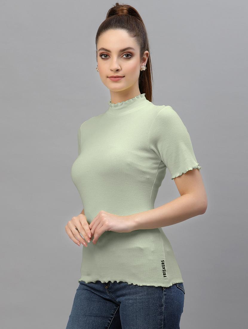 green coloured turtle neck regular top - 18949424 -  Standard Image - 1