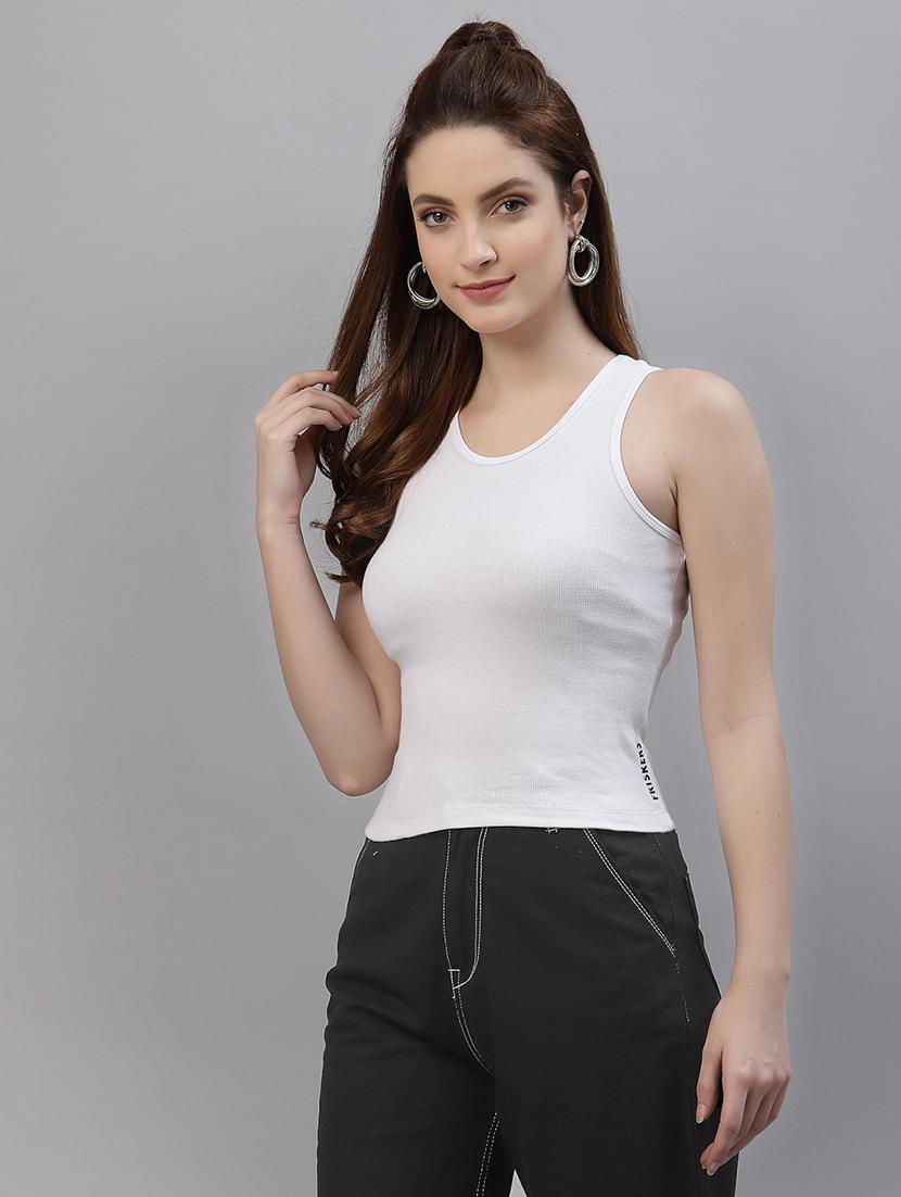 women's white round neck top - 18949427 -  Standard Image - 1