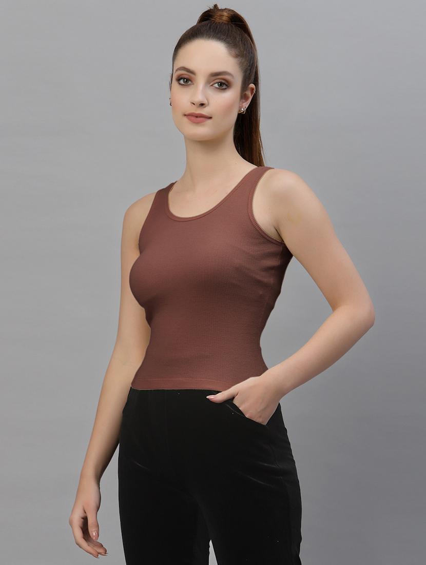women's solid round neck top - 18949434 - Standard Image - 1