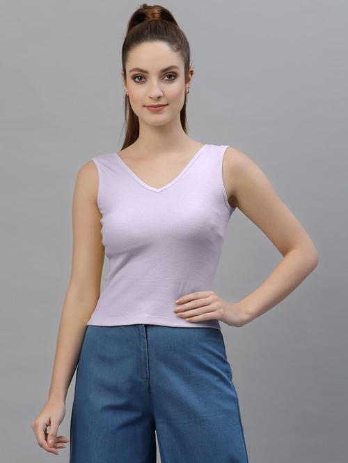 women's solid v neck top - 18949460 -  Standard Image - 0
