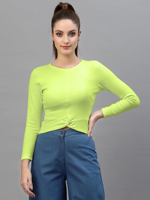 women's straight round neck top - 18949514 - Standard Image - 0