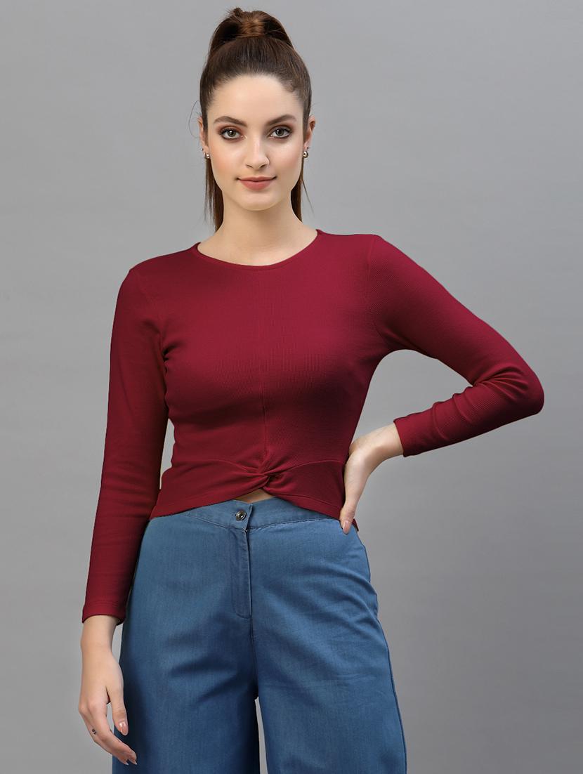 women's crop round neck top - 18949515 - Zoom Image - 0