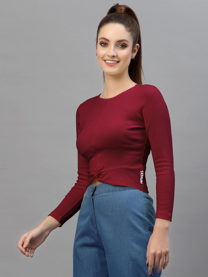 women's crop round neck top - 18949515 - Standard Image - 1