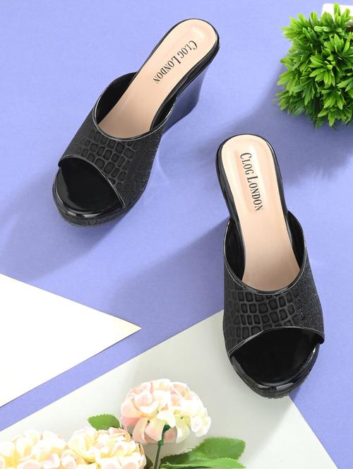 black slip on wedge - 18950728 - Standard Image - 0