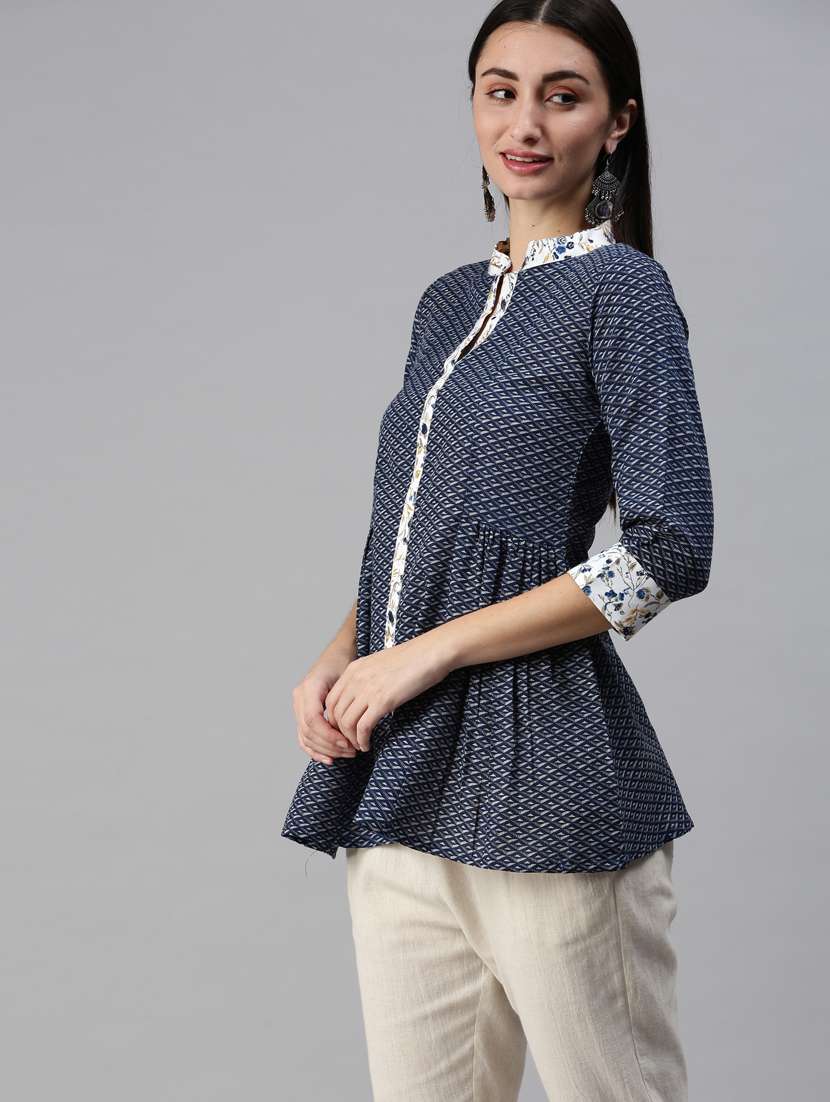 women's a line mandarin neck top - 18950989 - Standard Image - 1