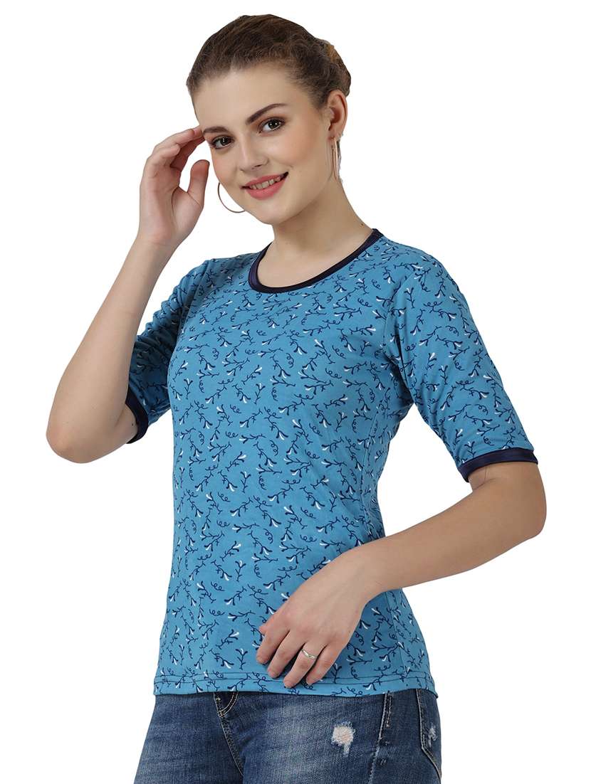 women's straight round neck top - 18951015 -  Standard Image - 1