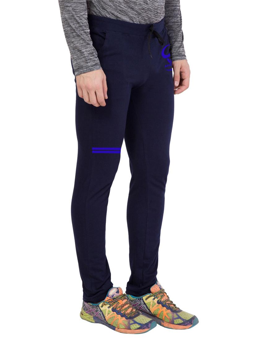 men blue solid full length track pant - 18952008 -  Standard Image - 1