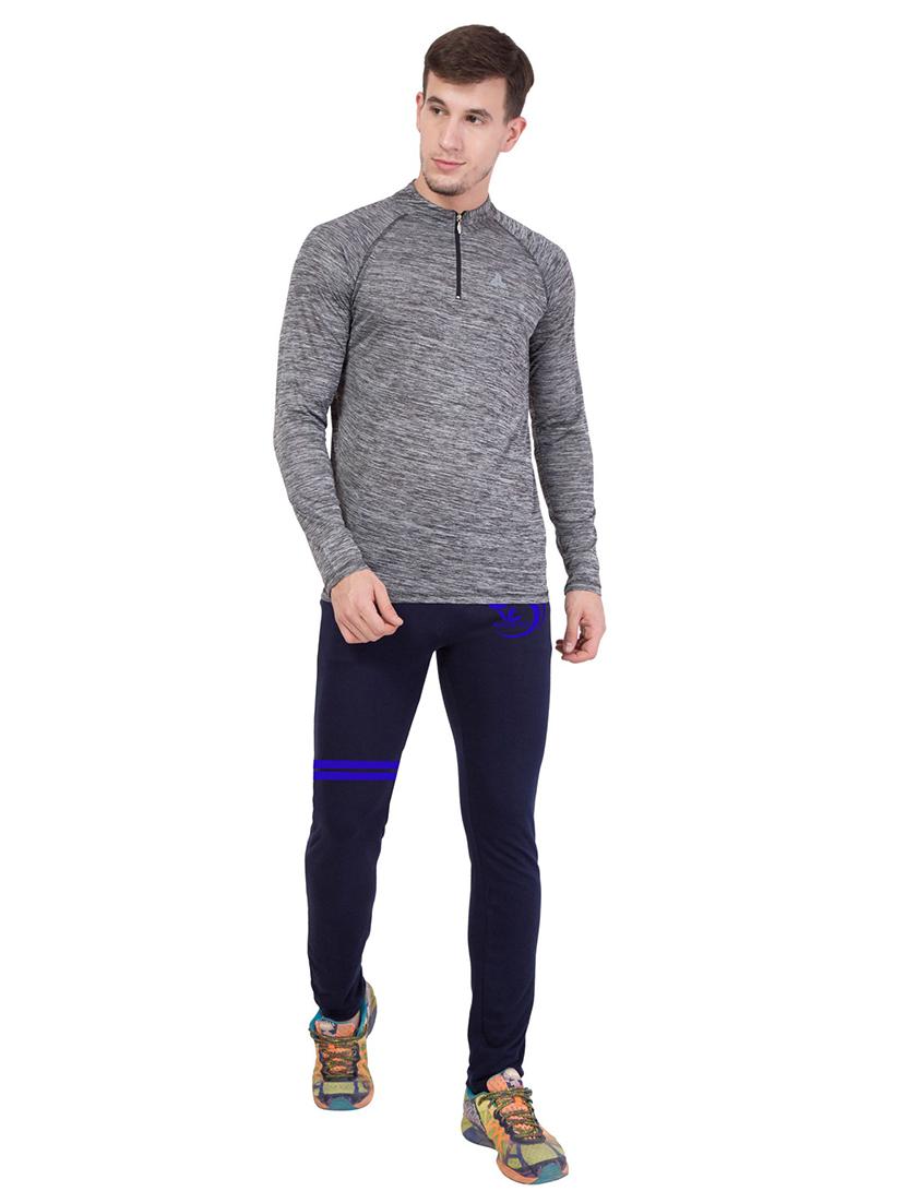 men blue solid full length track pant - 18952008 - Standard Image - 4
