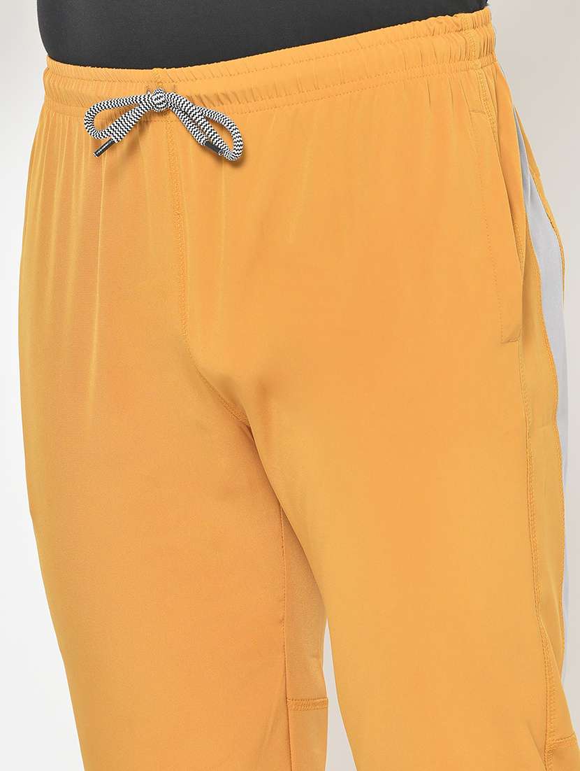 yellow solid full length track pant - 18952124 - Standard Image - 4