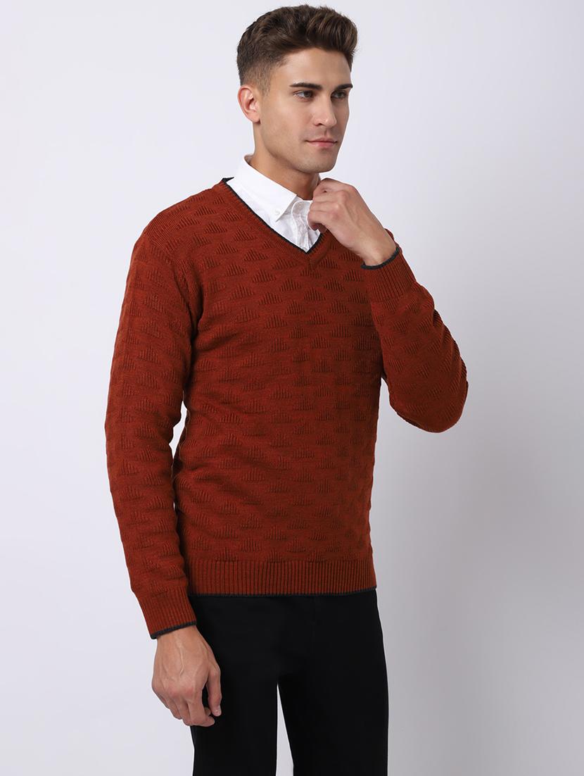 v-neck self design pullover - 18958798 - Standard Image - 1