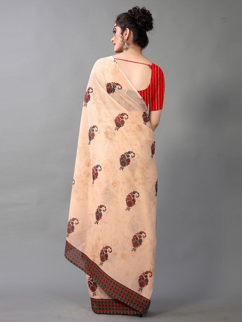 cream georgette printed saree - 18958806 - Standard Image - 1