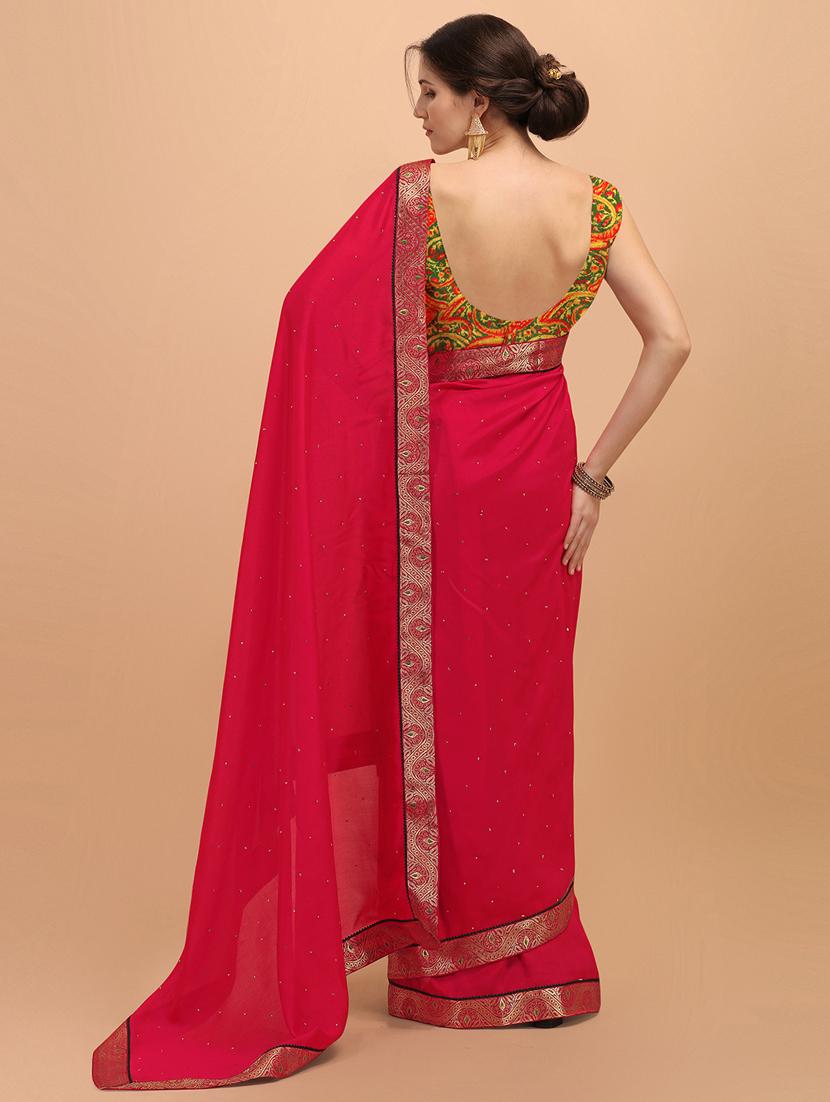 pink art silk plain saree - 18958877 - Standard Image - 1