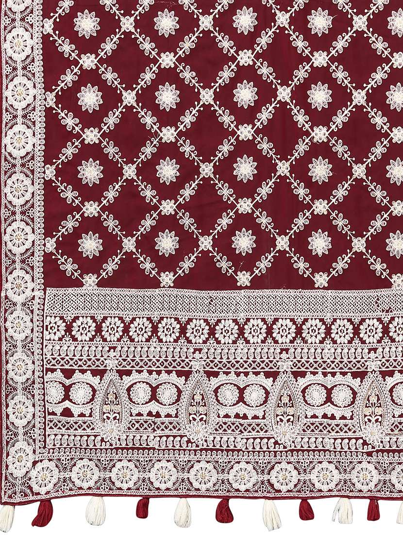 maroon georgette embroidered saree with blouse - 18958886 -  Standard Image - 4
