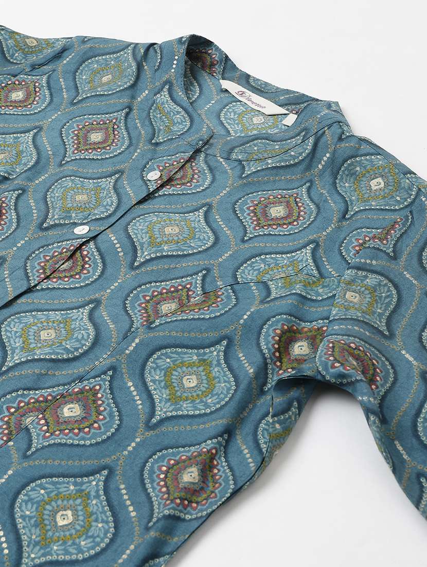women's a line mandarin neck top - 18959471 - Standard Image - 4