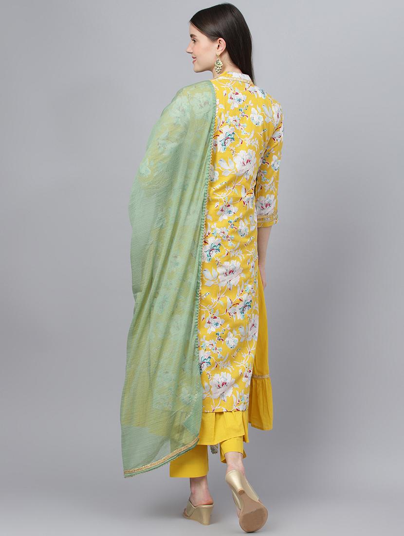 women three quarter sleeve kurta pant with dupatta set - 18961535 - Standard Image - 4