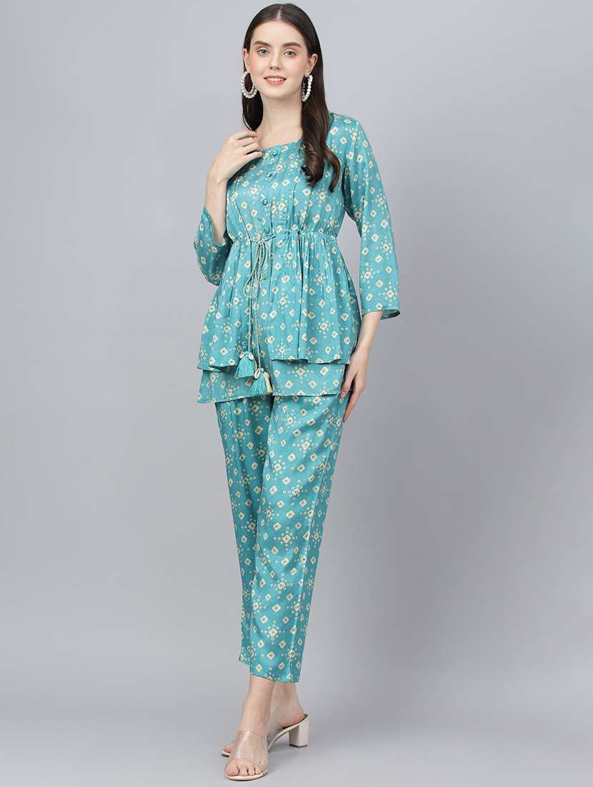 teal modal kurta pant  set