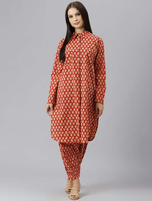 women red floral kurta salwar set - 18961545 - Standard Image - 0