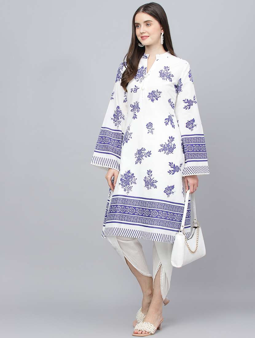 white cotton kurta pant  set - 18961548 -  Standard Image - 1