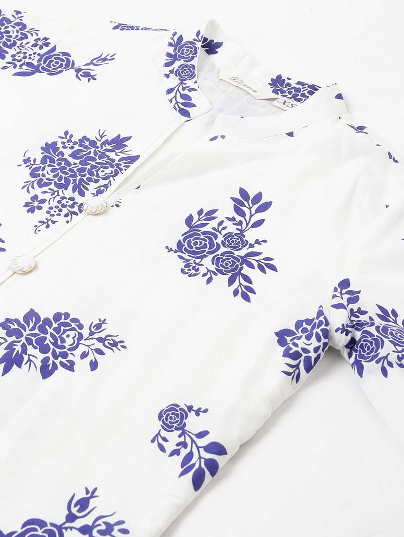 white cotton kurta pant  set - 18961548 -  Standard Image - 4