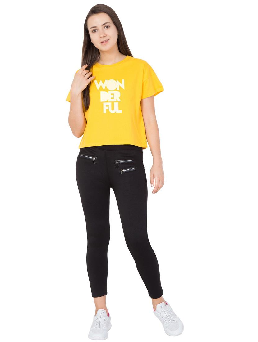 yellow cotton blend crop top - 18962090 - Standard Image - 4