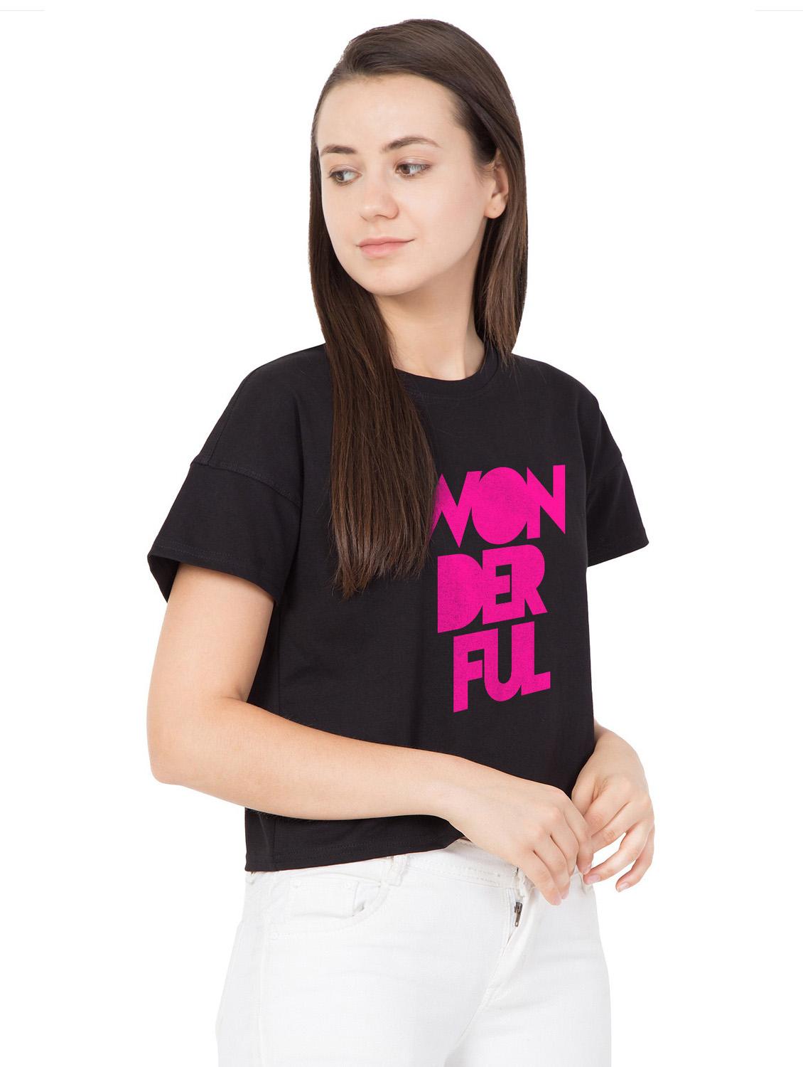 round neck printed crop tee - 18962155 -  Standard Image - 1