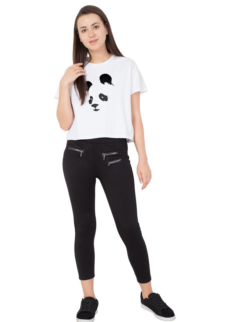 round neck printed crop tee - 18962187 - Standard Image - 4