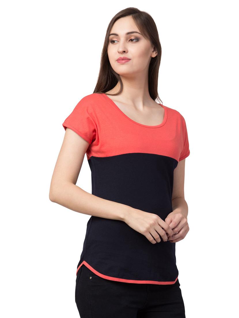 round neck color block regular tee - 18962326 - Standard Image - 1