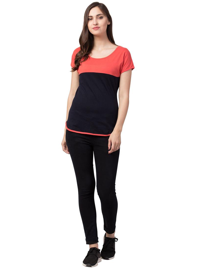 round neck color block regular tee - 18962326 - Standard Image - 4