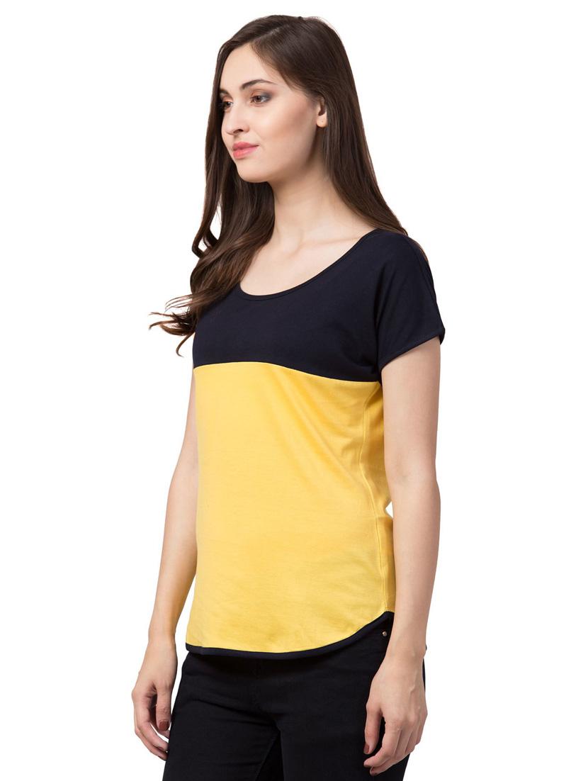 round neck color block regular tee - 18962331 - Standard Image - 1