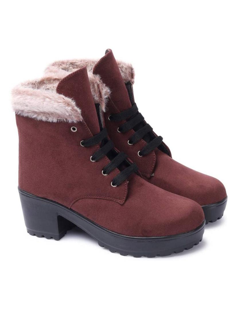 maroon suede laceup boots - 18962374 - Standard Image - 1