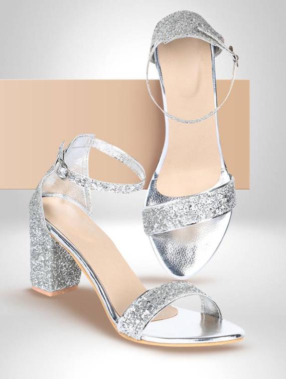silver synthetic ankle strap sandals - 18962380 -  Standard Image - 1