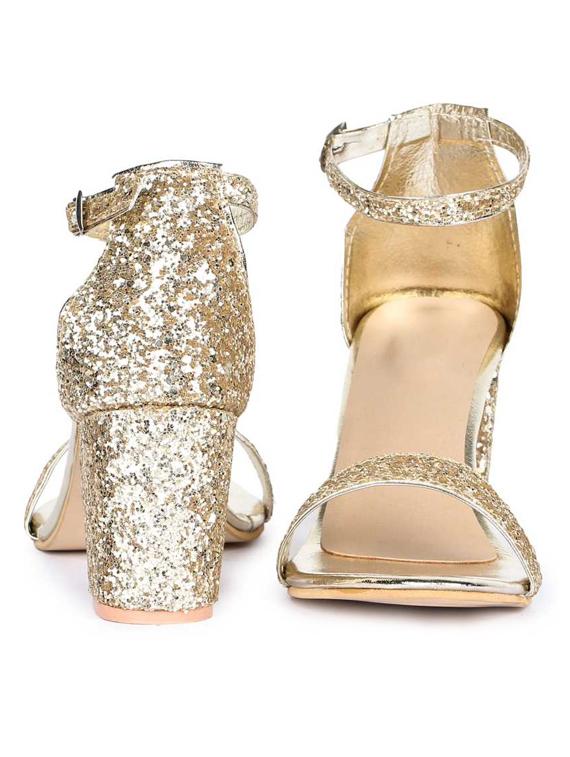 gold synthetic ankle strap sandals - 18962382 - Standard Image - 1