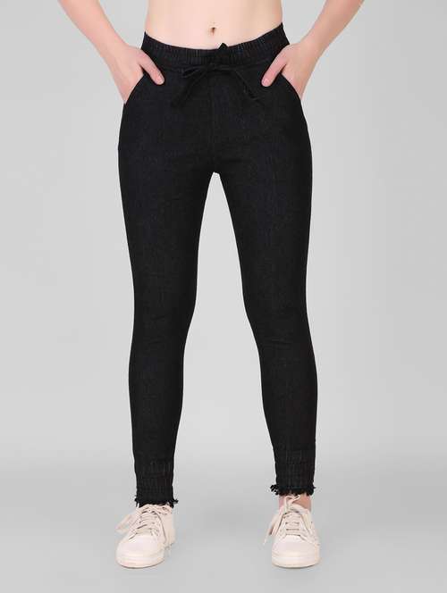 mid rise solid denim jegging - 18963719 - Standard Image - 0