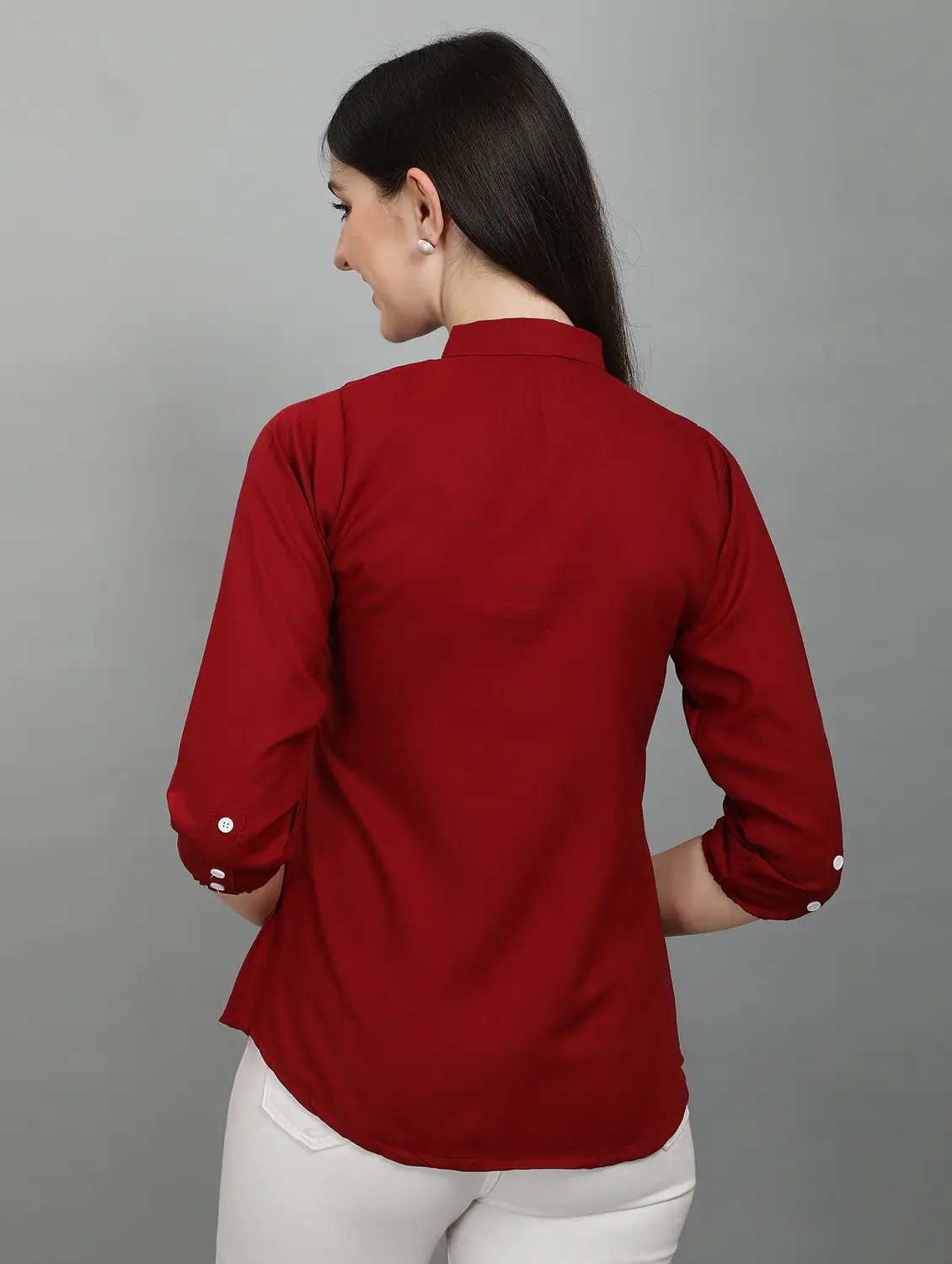 maroon rayon solid casual top for girl - 18963937 - Standard Image - 1