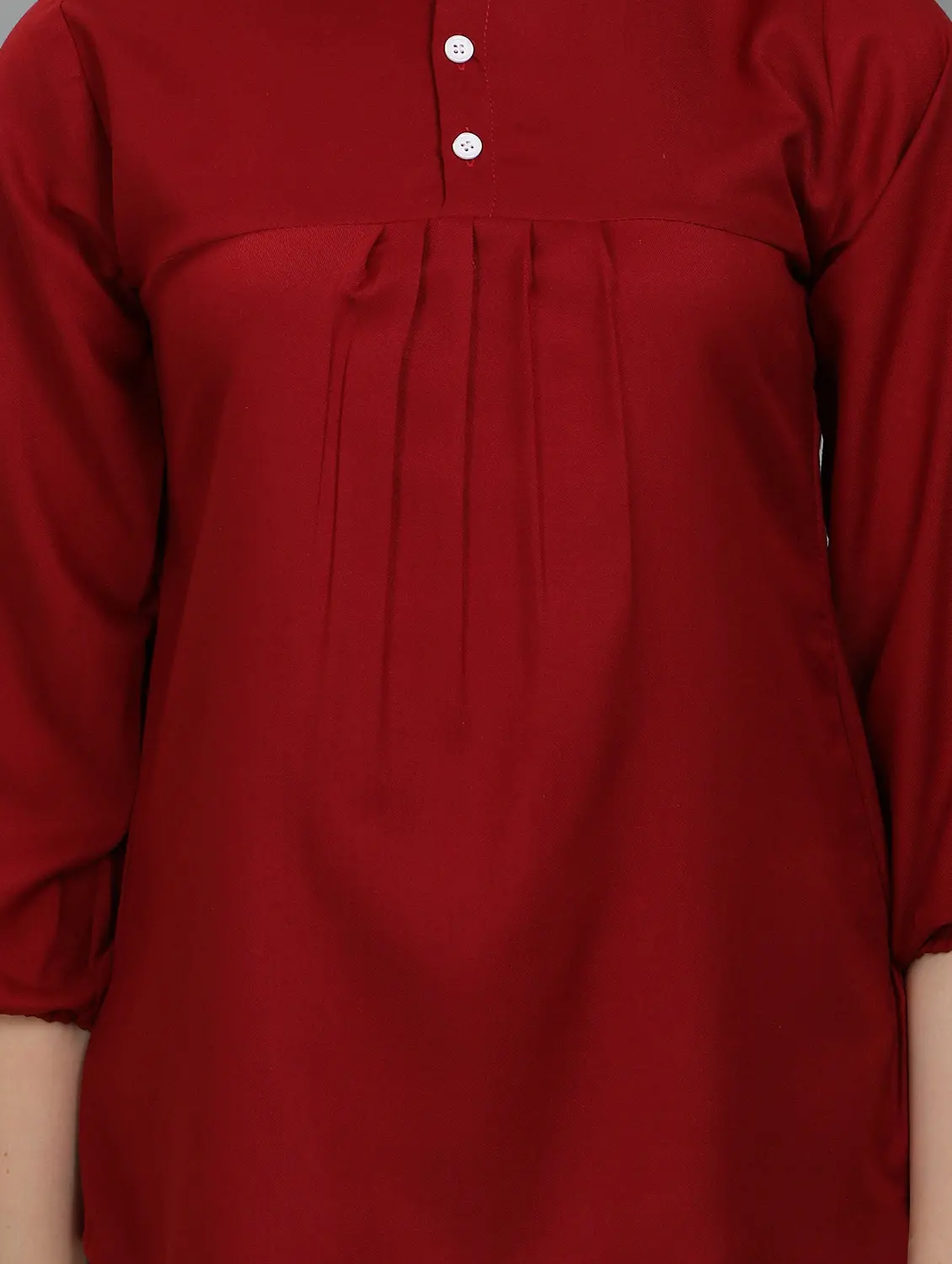 maroon rayon solid casual top for girl - 18963937 - Standard Image - 4