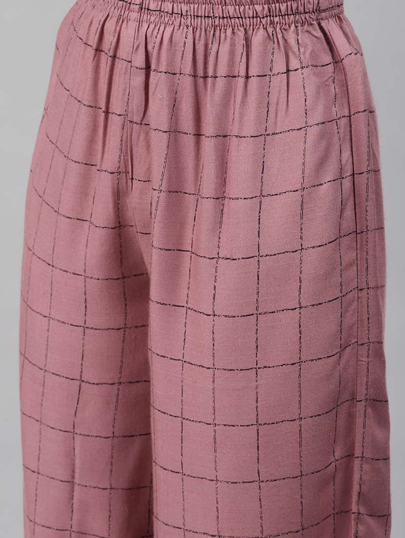 women printed three quarter sleeve kurta and palazzo set - 18968729 -  Standard Image - 4